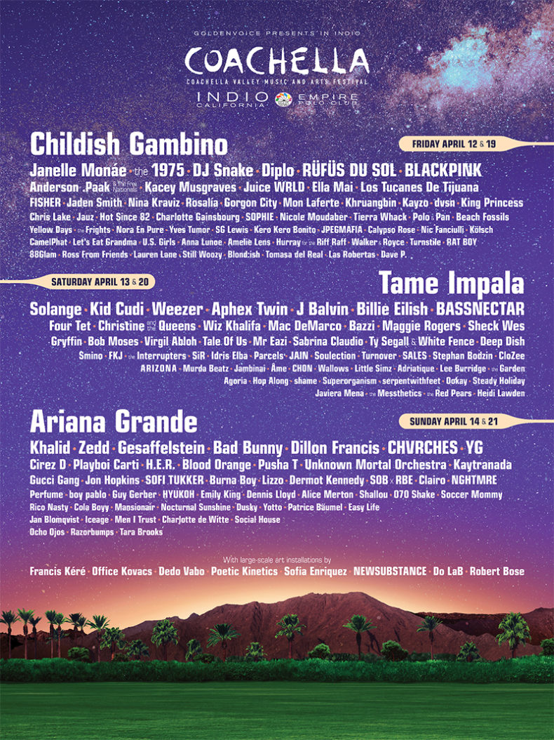 SPILL NEWS: COACHELLA VALLEY MUSIC AND ARTS FESTIVAL ANNOUNCES 2019 ...